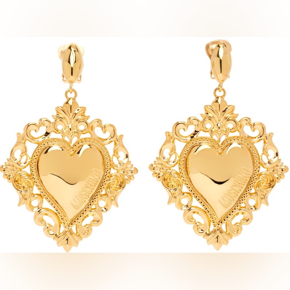 Moschino Gold Sacred Heart Earrings